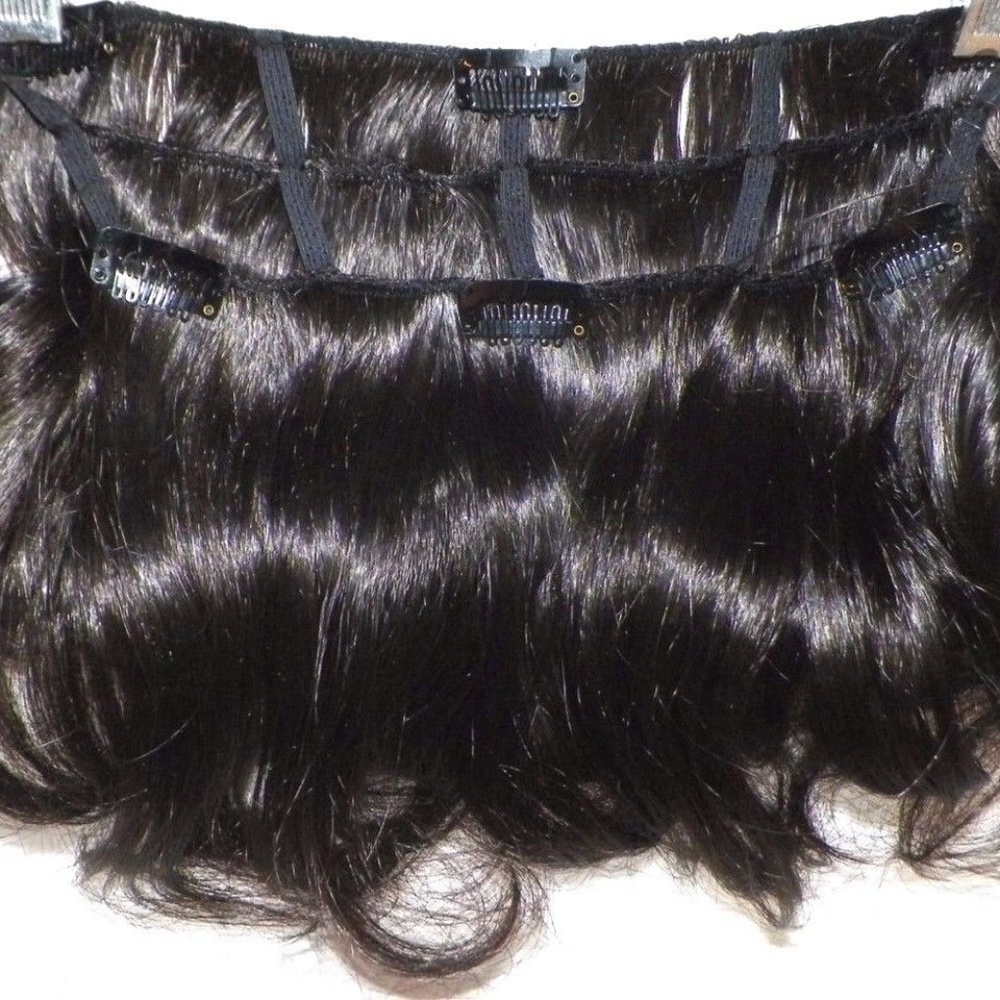 1B One Piece 14" Wavy Clip Hair Extensions